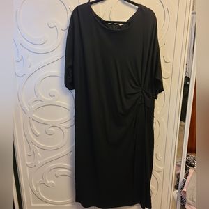 Midi Dress with Ruching and Back Zipper